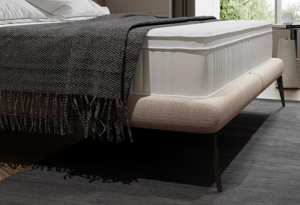 POLSTERBETT 180/200 cm  in Cognac  - Cognac/Schwarz, Modern, Textil/Metall (180/200cm) - Livetastic