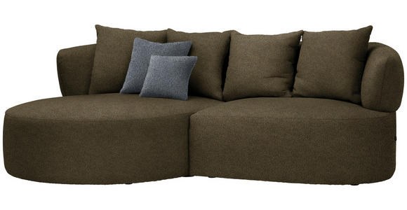 ECKSOFA in Bouclé Olivgrün  - Schwarz/Olivgrün, MODERN, Kunststoff/Textil (166/235cm) - Hom`in