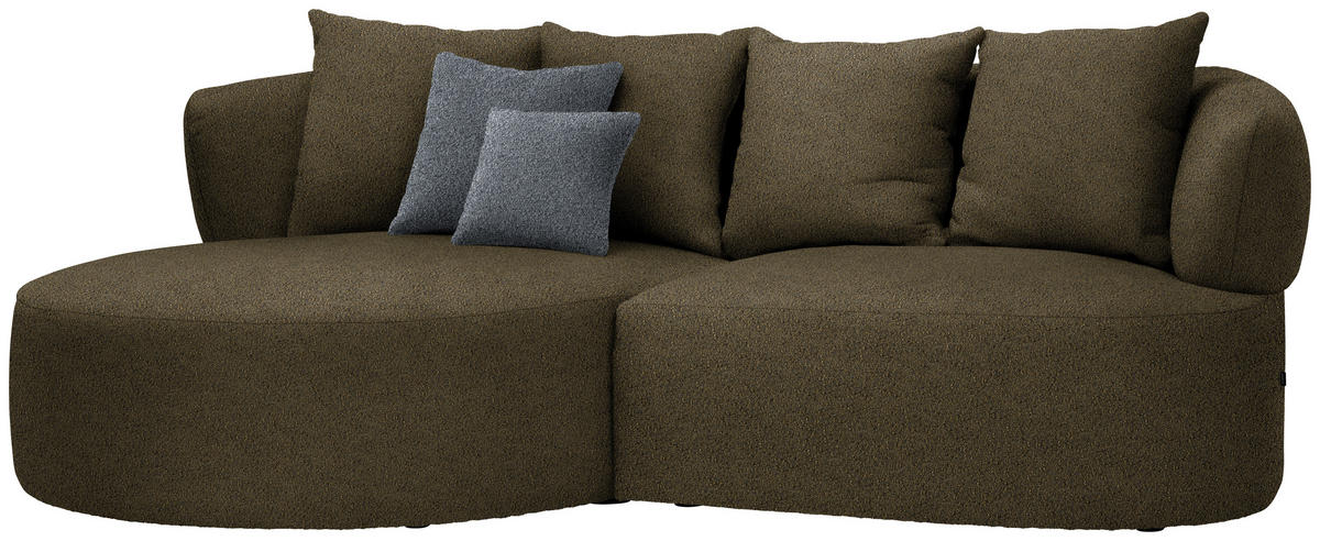 ECKSOFA in Bouclé Olivgrün  166/235 cm  - Schwarz/Olivgrün, MODERN, Kunststoff/Textil (166/235cm) - Hom`in