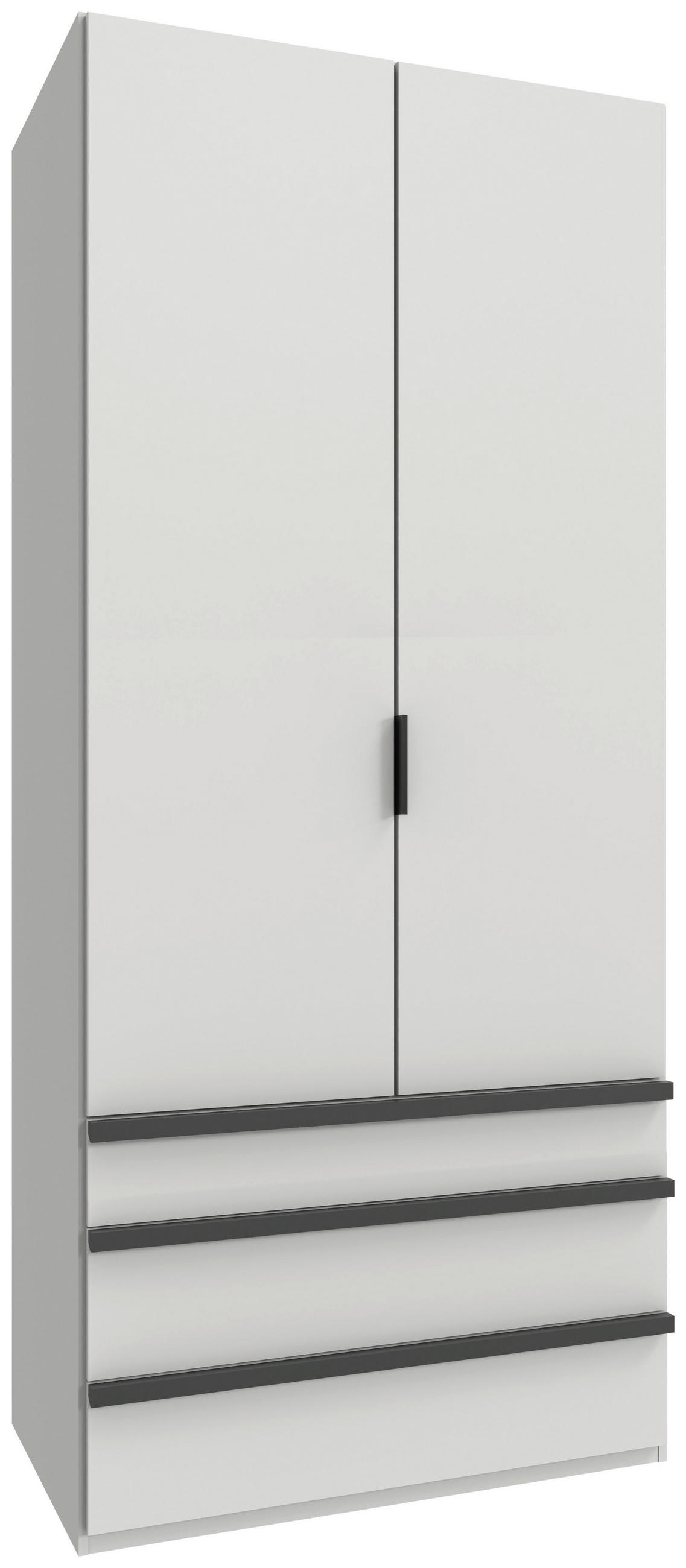 GARDEROB MED VIKDÖRRAR 100/236/58 cm 1-dörrar - vit/svart, Design, trämaterial (100/236/58cm) - Boxxx