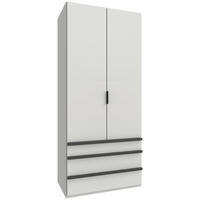 GARDEROB MED VIKDÖRRAR 100/236/58 cm 1-dörrar - vit/svart, Design, trämaterial (100/236/58cm) - Boxxx
