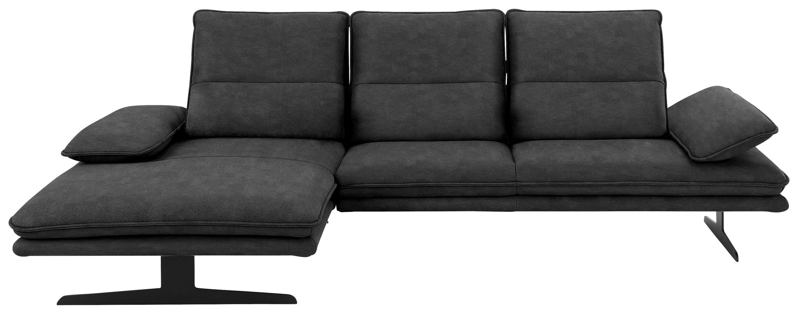 ECKSOFA Anthrazit Mikrofaser  - Anthrazit/Schwarz, Design, Textil/Metall (164/291cm) - Chilliano