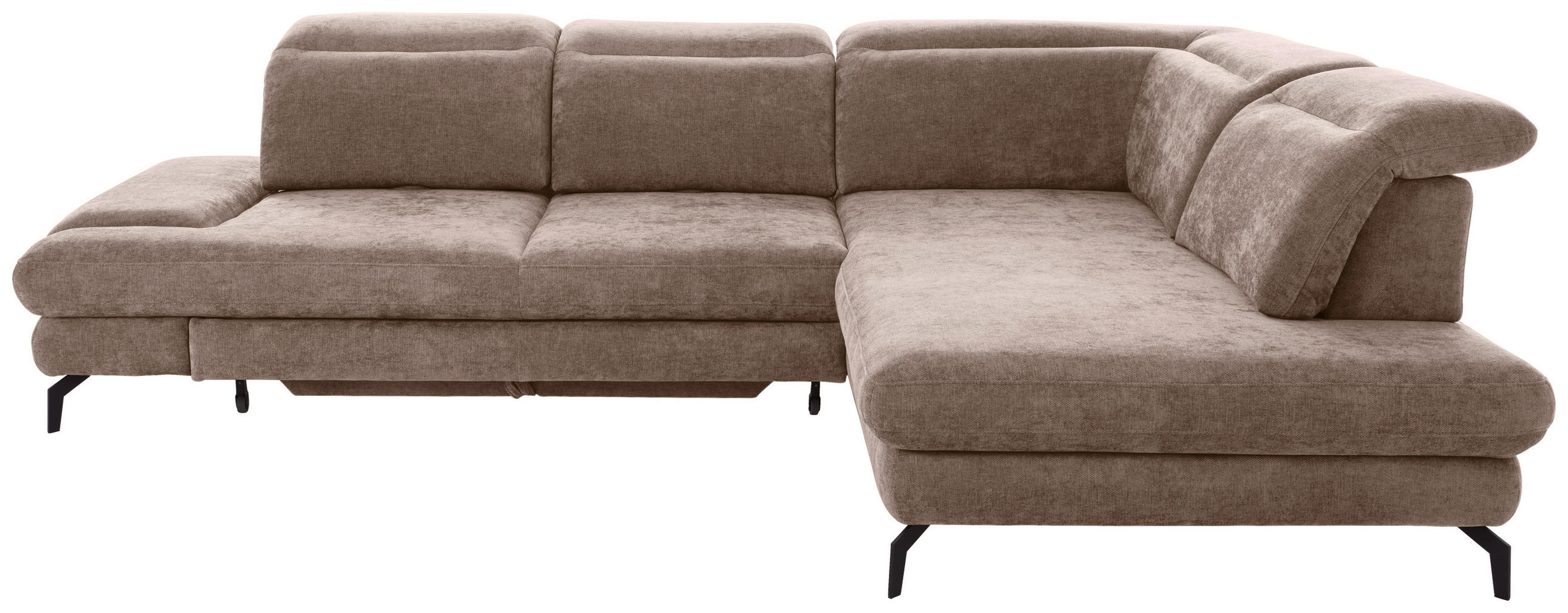 KOTNA SEDEŽNA GARNITURA, fango  - fango/črna, Design, kovina/tekstil (295/213cm) - Stylife