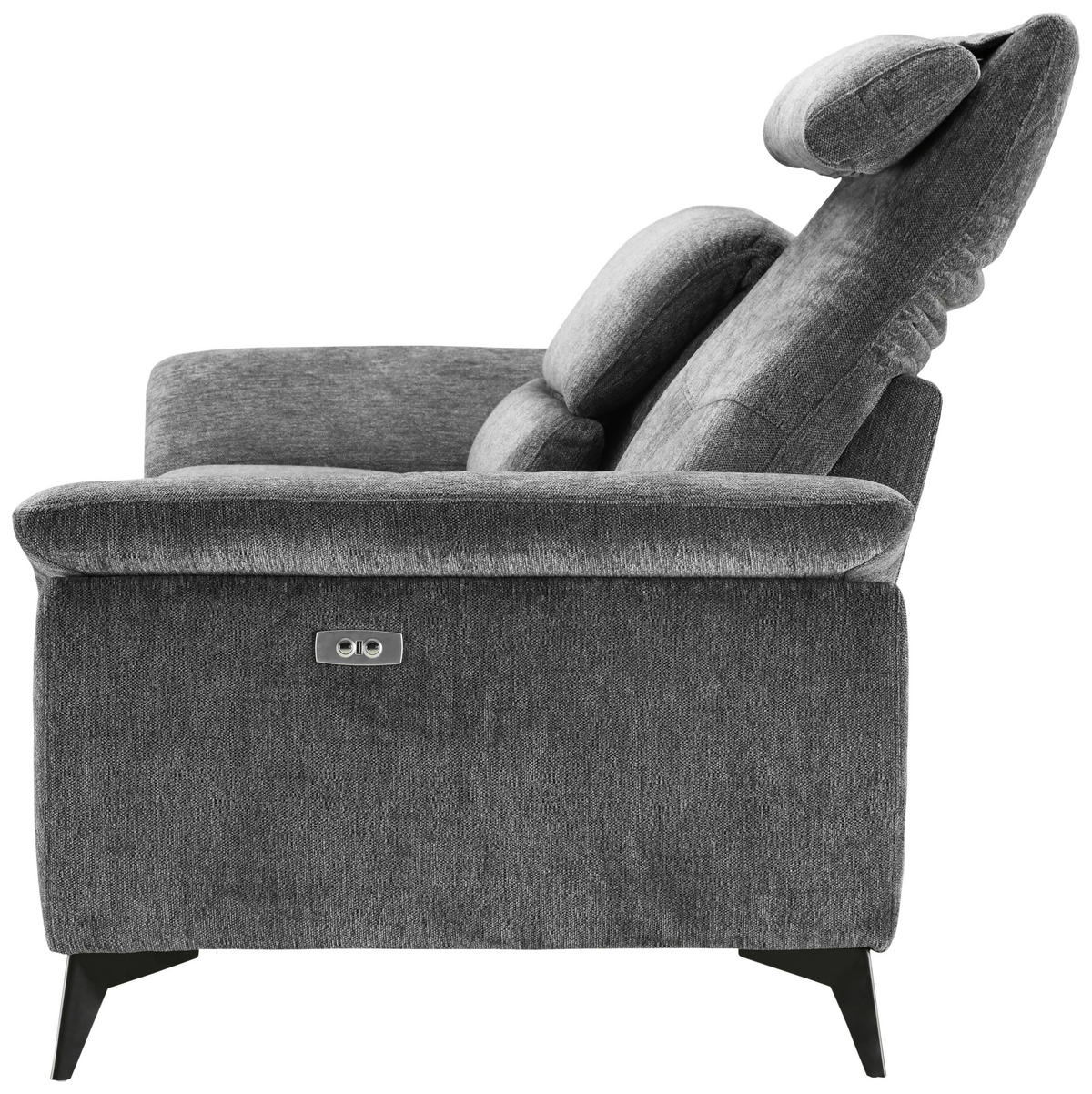 2-SITZER-SOFA in Mikrofaser Dunkelgrau  - Dunkelgrau/Schwarz, Design, Textil/Metall (222cm) - Livetastic