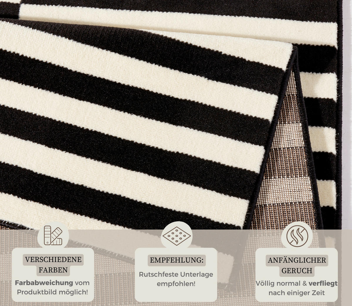 FLACHWEBETEPPICH 80/150 cm Gloria Creme, Schwarz  - Creme/Schwarz, Design, Kunststoff/Textil (80/150cm)