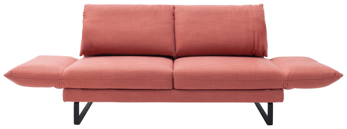 2-SITZER-SOFA Flachgewebe Koralle  - Koralle/Schwarz, Design, Textil/Metall (176/85/95cm) - Schöner Wohnen
