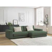 ECKSOFA  LEONARD Dunkelgrün Cord  - Dunkelgrün/Schwarz, MODERN, Kunststoff/Textil (274/159cm)