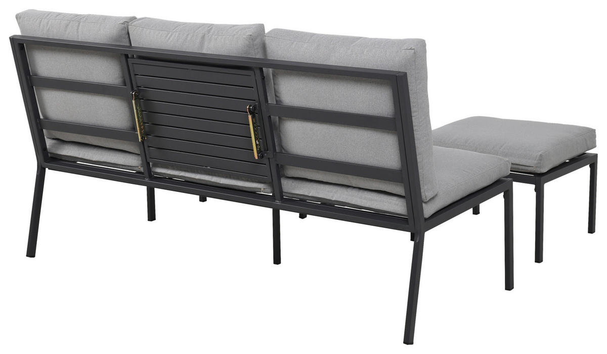 GARTENSET Webstoff Eisen  - Grau, Design, Textil/Metall (165/77/84cm) - Ambia Garden