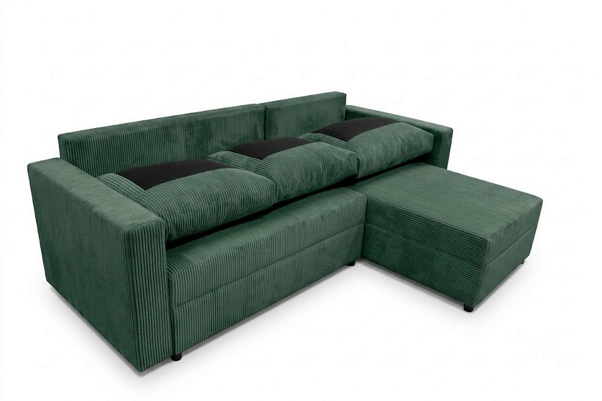 ECKSOFA Cord Grün  - Schwarz/Grün, Design, Kunststoff/Textil (230/156cm) - P & B