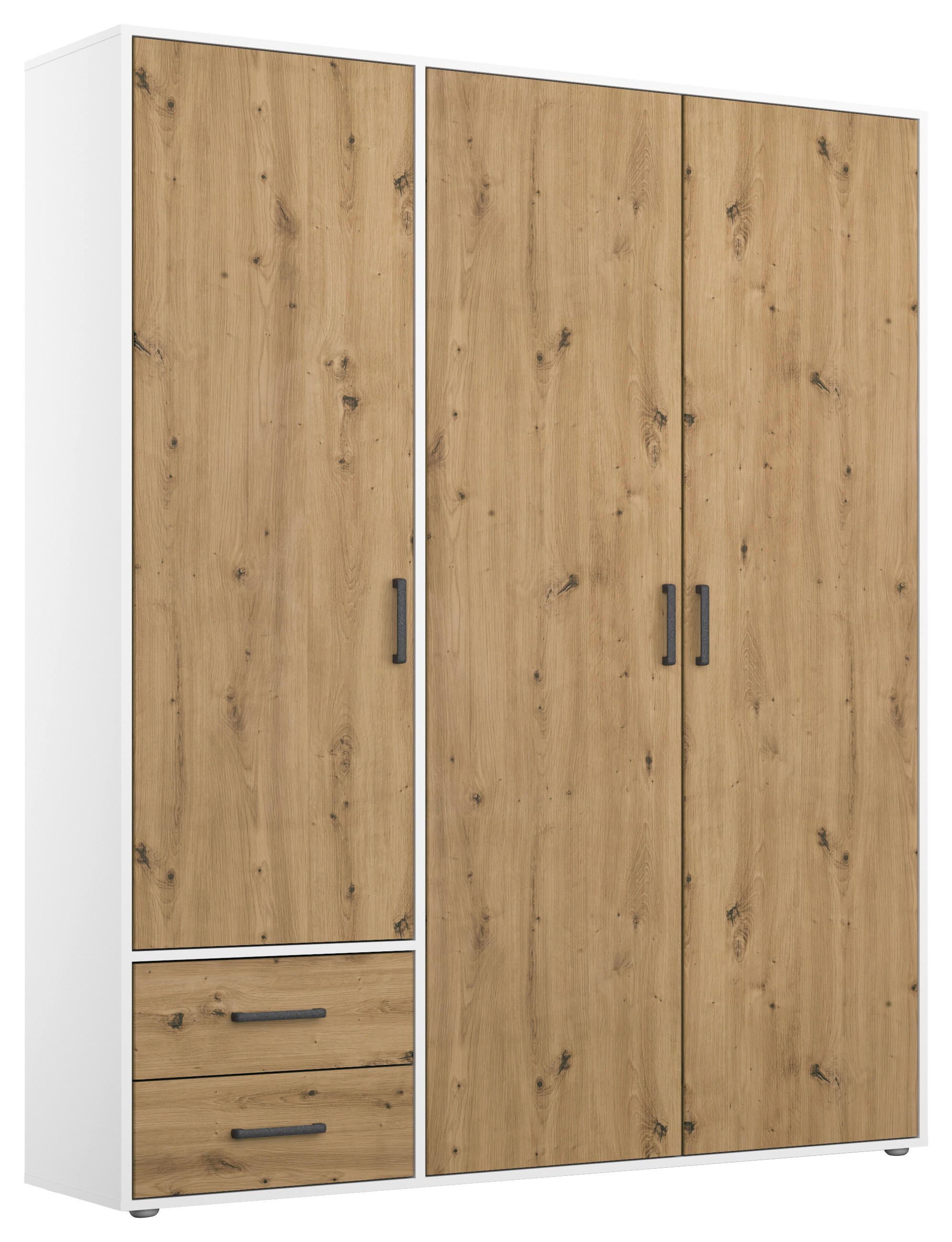 DREHTÜRENSCHRANK in Weiss, Eiche Artisan  - Weiss/Eiche Artisan, Modern, Holzwerkstoff/Kunststoff (140/194/53cm) - Rauch Möbel