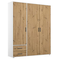 DREHTÜRENSCHRANK in Weiss, Eiche Artisan  - Weiss/Eiche Artisan, Modern, Holzwerkstoff/Kunststoff (140/194/53cm) - Rauch Möbel