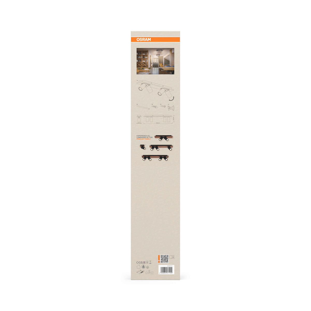 LED-STRAHLER 60/10/14,2 cm   - Schwarz/Naturfarben, Basics, Holz/Metall (60/10/14,2cm) - Osram