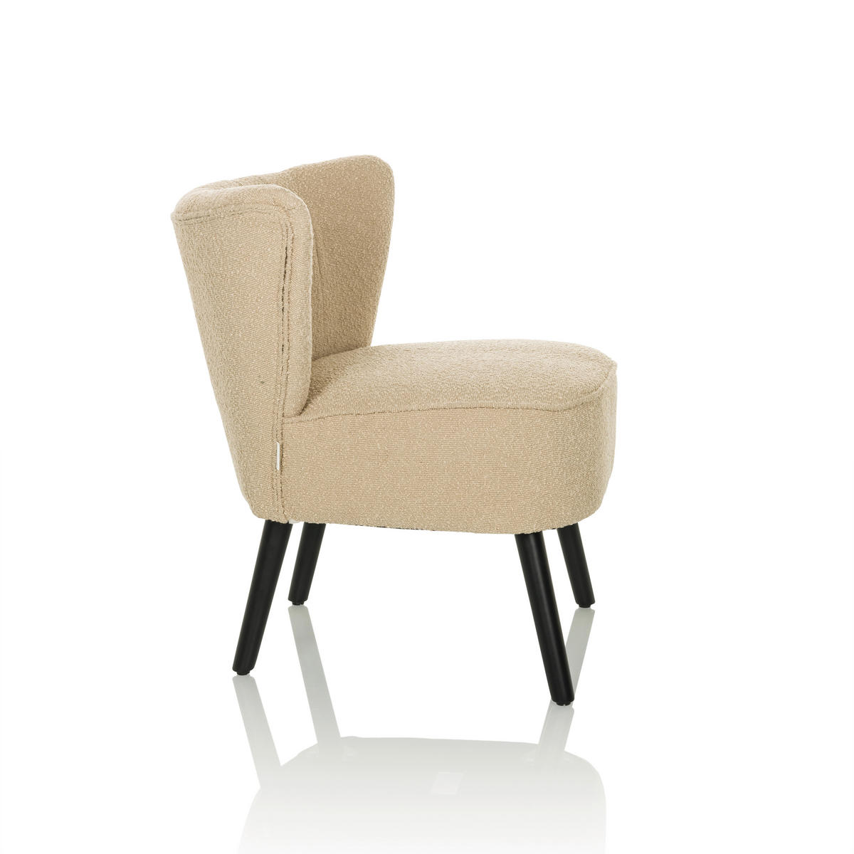 LOUNGESESSEL Bouclé Beige    - Beige/Schwarz, MODERN, Holz/Textil (72/77/65cm) - MID.YOU