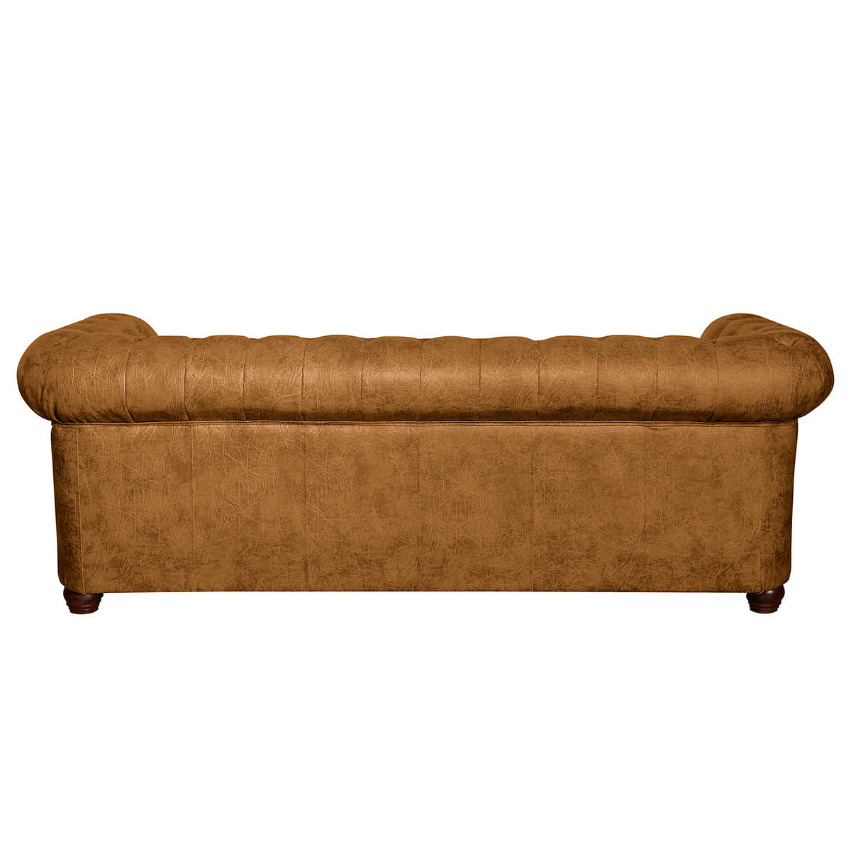 SITZGARNITUR YORK in Lederlook Cognac  - Cognac/Braun, Design, Holz/Textil (203/72/86cm) - P & B