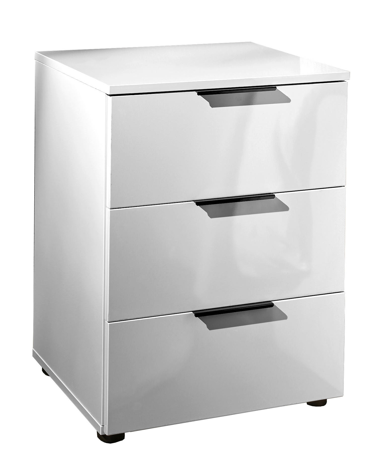 NOĆNI ORMARIĆ bijela visoki sjaj   - bijela visoki sjaj/crna, Moderno, drvni materijal/metal (46/61,5/42cm) - Hom`in