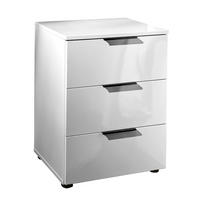 NOĆNI ORMARIĆ bijela visoki sjaj   - bijela visoki sjaj/crna, Moderno, drvni materijal/metal (46/61,5/42cm) - Hom`in