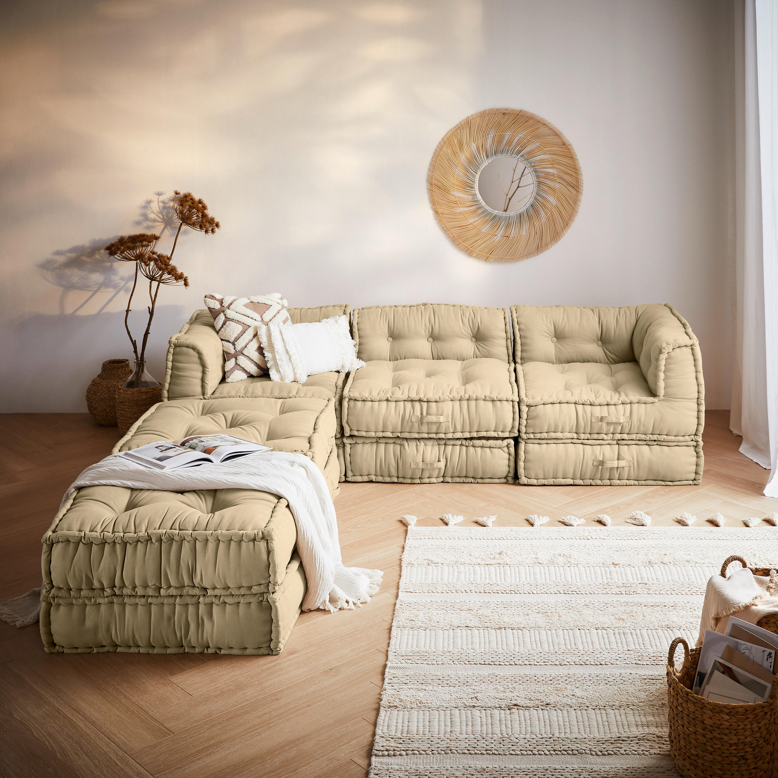 SOFAELEMENT in Webstoff Taupe  - Taupe, Trend, Textil (80/20/80cm) - P & B