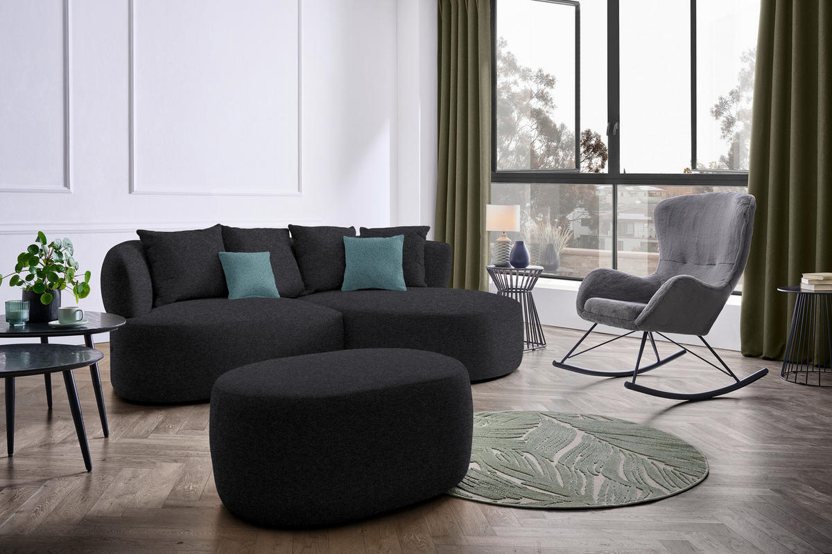 ECKSOFA in Plüsch Anthrazit  235/166 cm  - Anthrazit/Petrol, MODERN, Kunststoff/Textil (235/166cm) - Hom`in