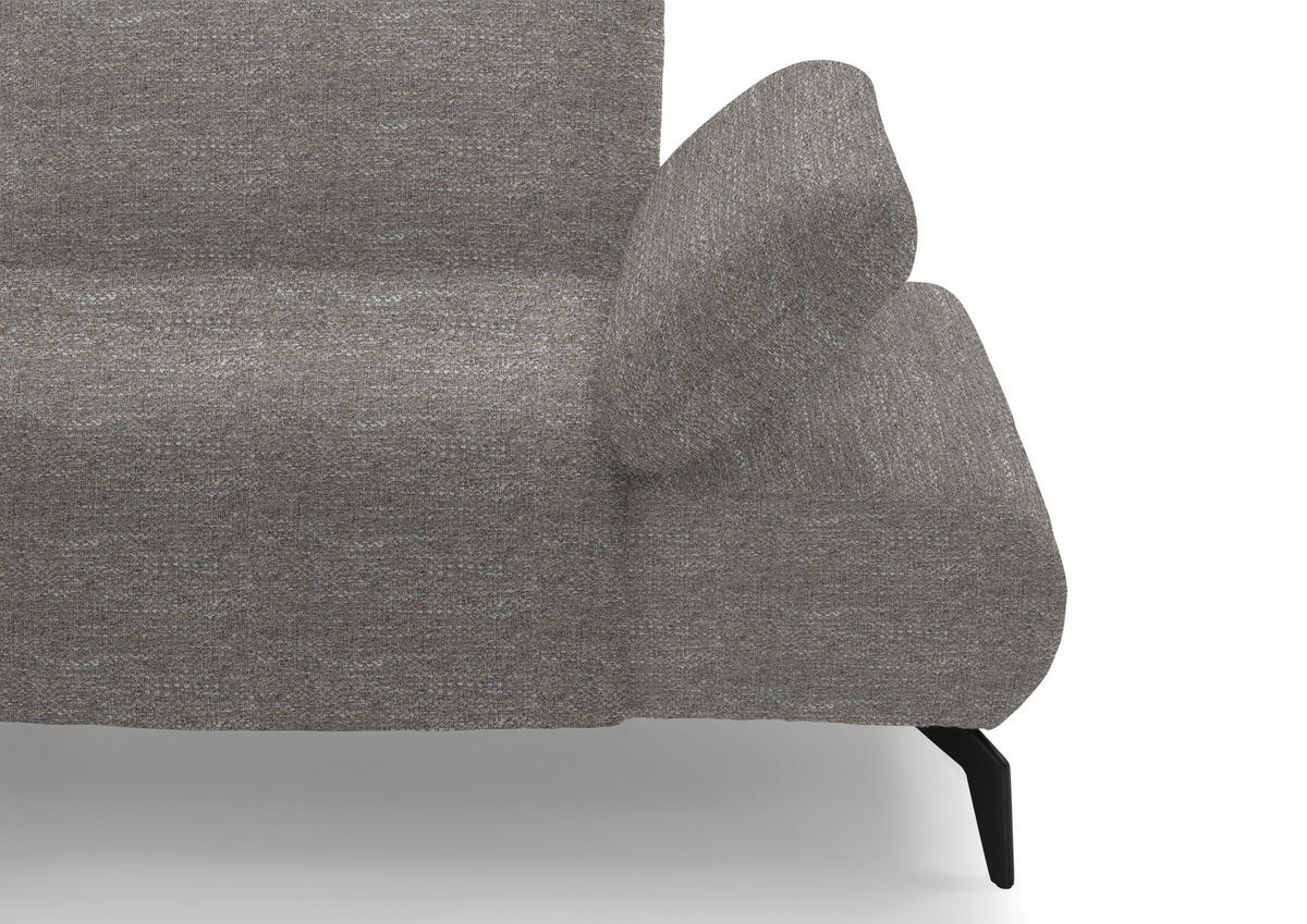 ECKSOFA in Webstoff Hellgrau  - Hellgrau/Schwarz, Design, Textil/Metall (290/223cm) - Moderano