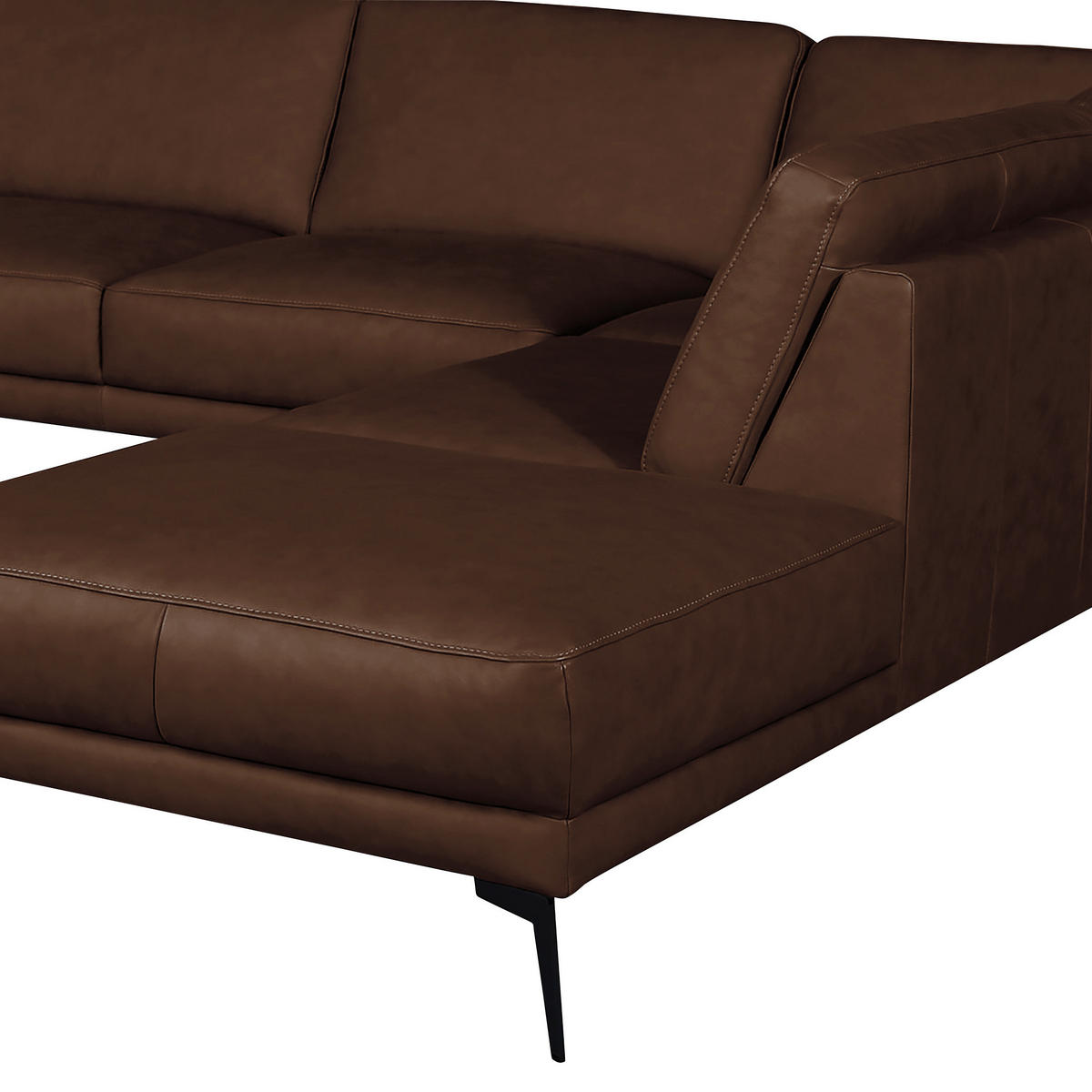 ECKSOFA in Echtleder Dunkelbraun  273/250 cm  - Dunkelbraun/Schwarz, Design, Leder/Metall (273/250cm) - Livetastic
