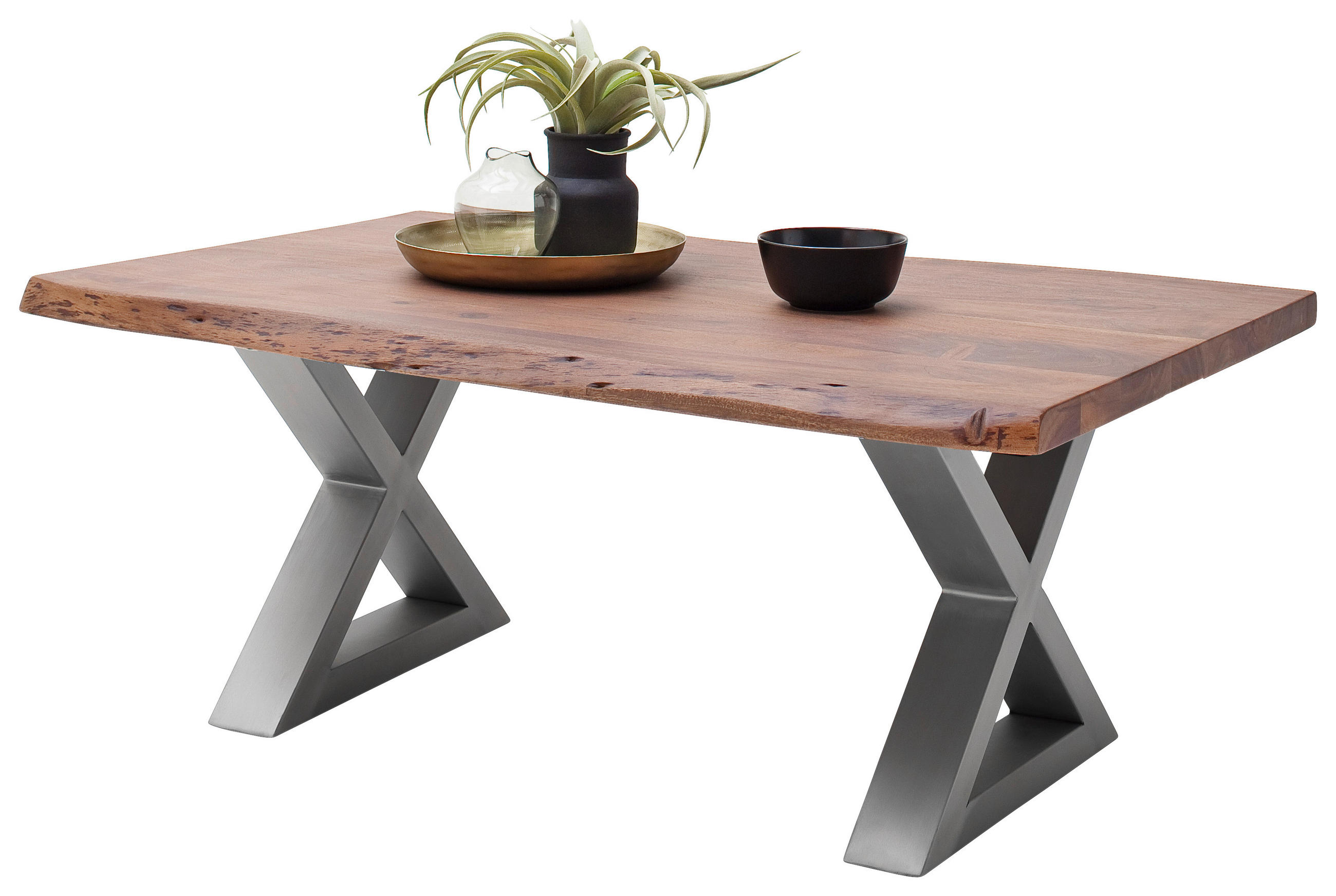 Couchtisch Holz Massiv Cartagena Walnuss/Edelstahlf.