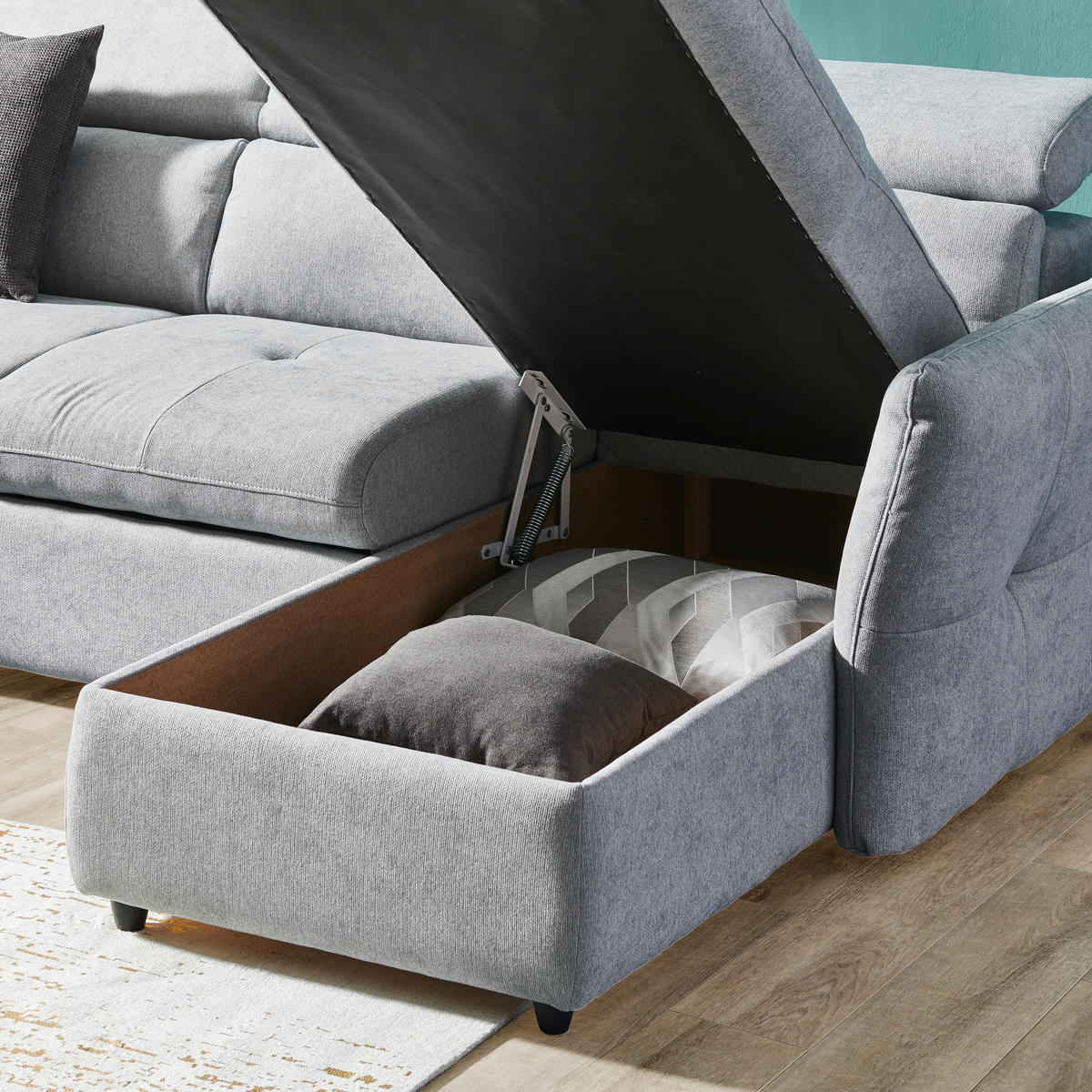 SEDEŽNA GARNITURA, mikrovlakna rjava  - črna/rjava, Design, umetna masa/tekstil (172/240cm) - Stylife