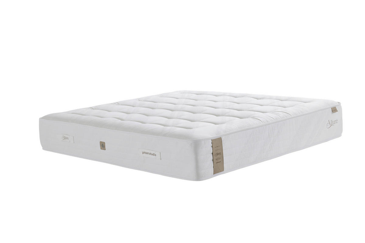 BOXSPRINGMATRATZE ALLURE REGINA H3/H4, 90/200 cm, Höhe ca.: 33 cm,  - Creme, Basics, Textil (90/200cm)