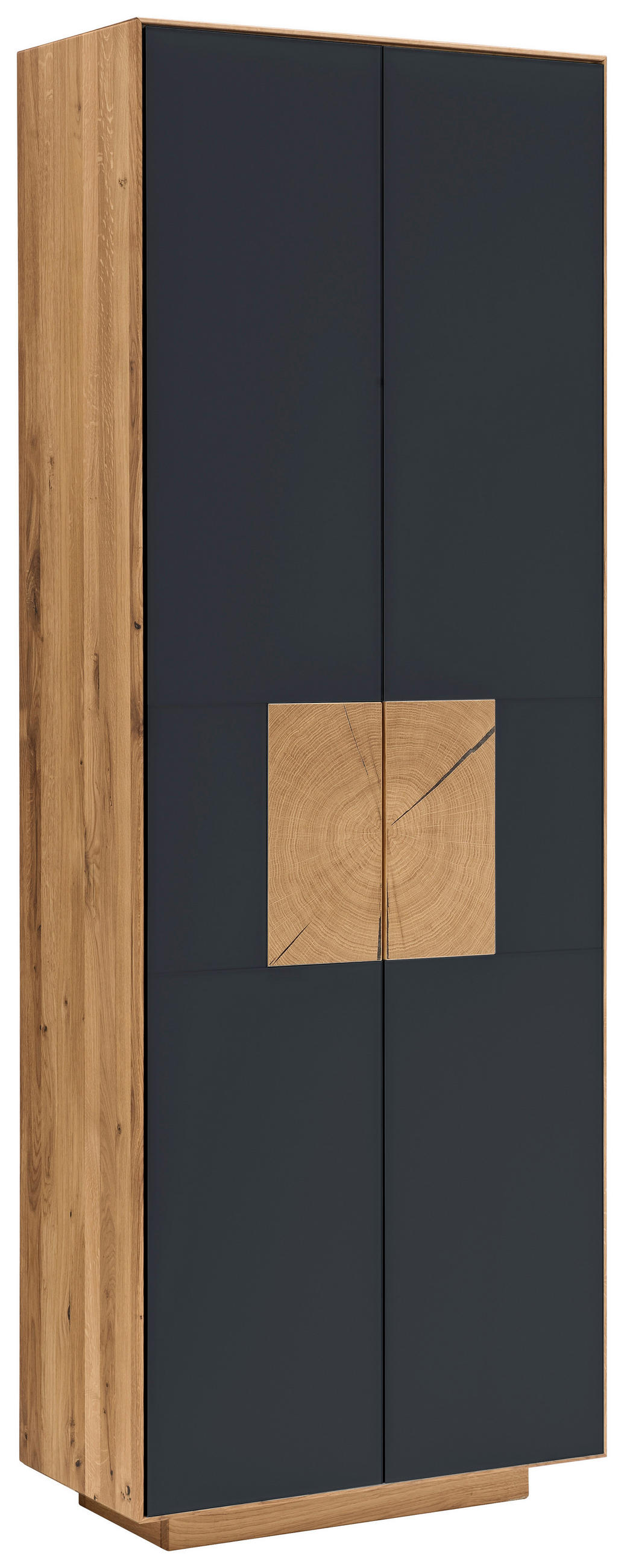 SCHUHSCHRANK Asteiche massiv Anthrazit, Eichefarben  - Eichefarben/Anthrazit, MODERN, Glas/Holz (72/198/37cm) - Linea Natura