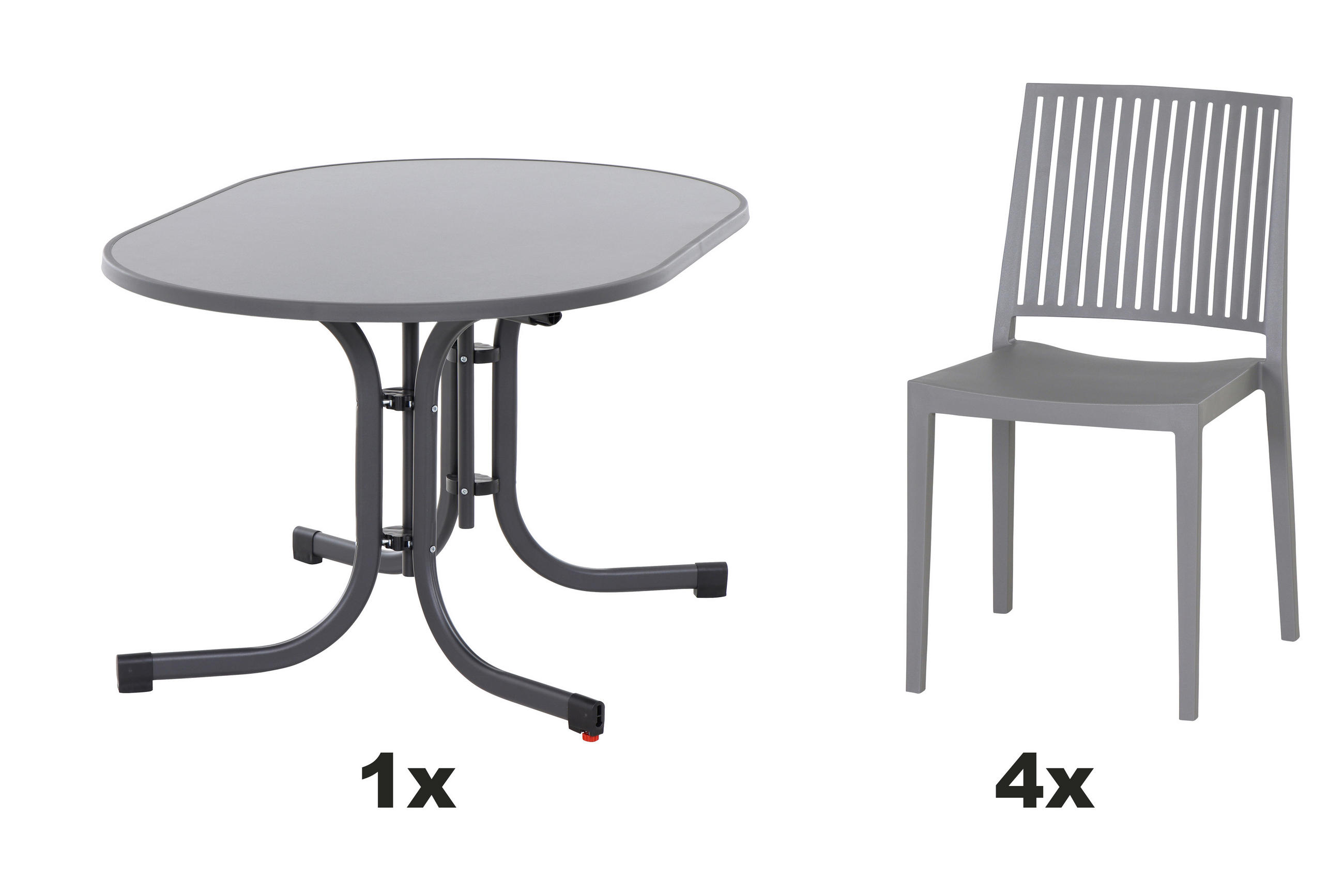 GARTENGARNITUR 5-teilig  - Grau, Basics, Holzwerkstoff/Kunststoff (90/80/140cm) - Siena Garden