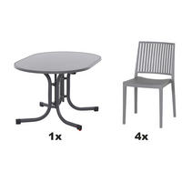 GARTENGARNITUR 5-teilig  - Grau, Basics, Holzwerkstoff/Kunststoff (90/80/140cm) - Siena Garden