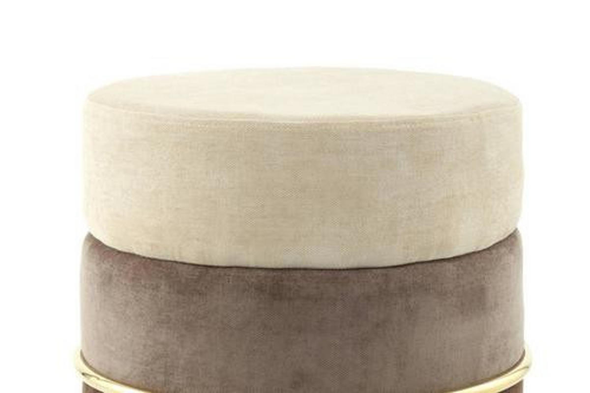 HOCKER in Metall, Textil, Holzwerkstoff Creme, Goldfarben  - Goldfarben/Creme, Basics, Holzwerkstoff/Textil (48,5/46/48,5cm) - Kayoom