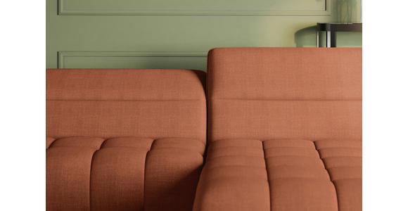 ECKSOFA Rostfarben Flachgewebe Rücken echt, Kopfteilverstellung, Sitztiefenverstellung  - Rostfarben/Schwarz, KONVENTIONELL, Textil/Metall (272/175cm) - Carryhome