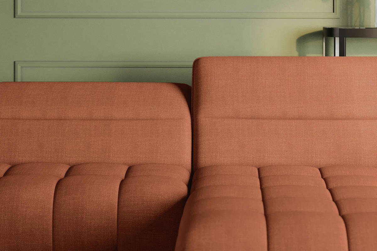 ECKSOFA Rostfarben Flachgewebe Rücken echt, Kopfteilverstellung, Sitztiefenverstellung  - Rostfarben/Schwarz, KONVENTIONELL, Textil/Metall (272/175cm) - Carryhome