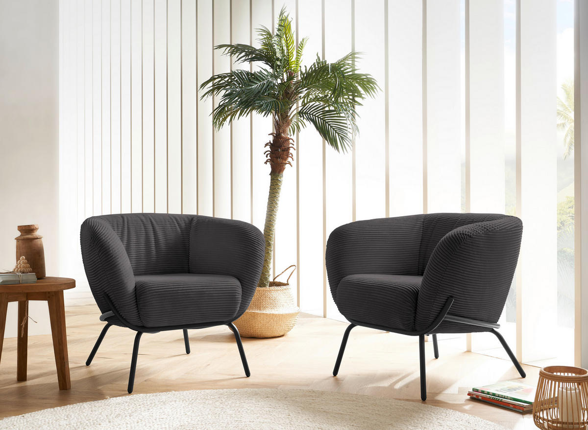 COCKTAILSESSEL Cord Mokka  - Mokka, Design, Textil (79/71/74cm) - Lomoco