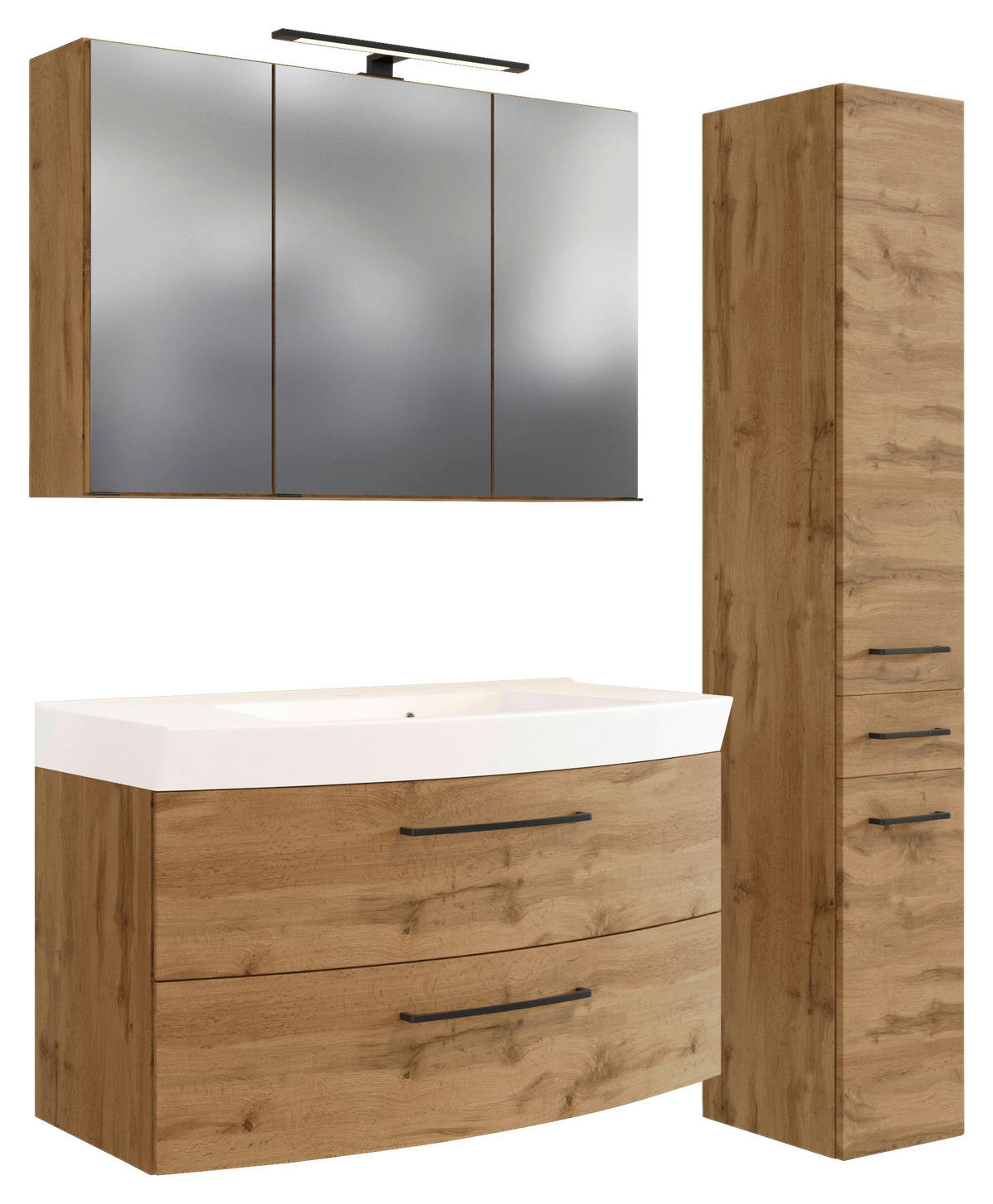 BADEZIMMER  in 130 cm  - Weiss/Eichefarben, Modern, Holzwerkstoff/Stein (130cm) - Held