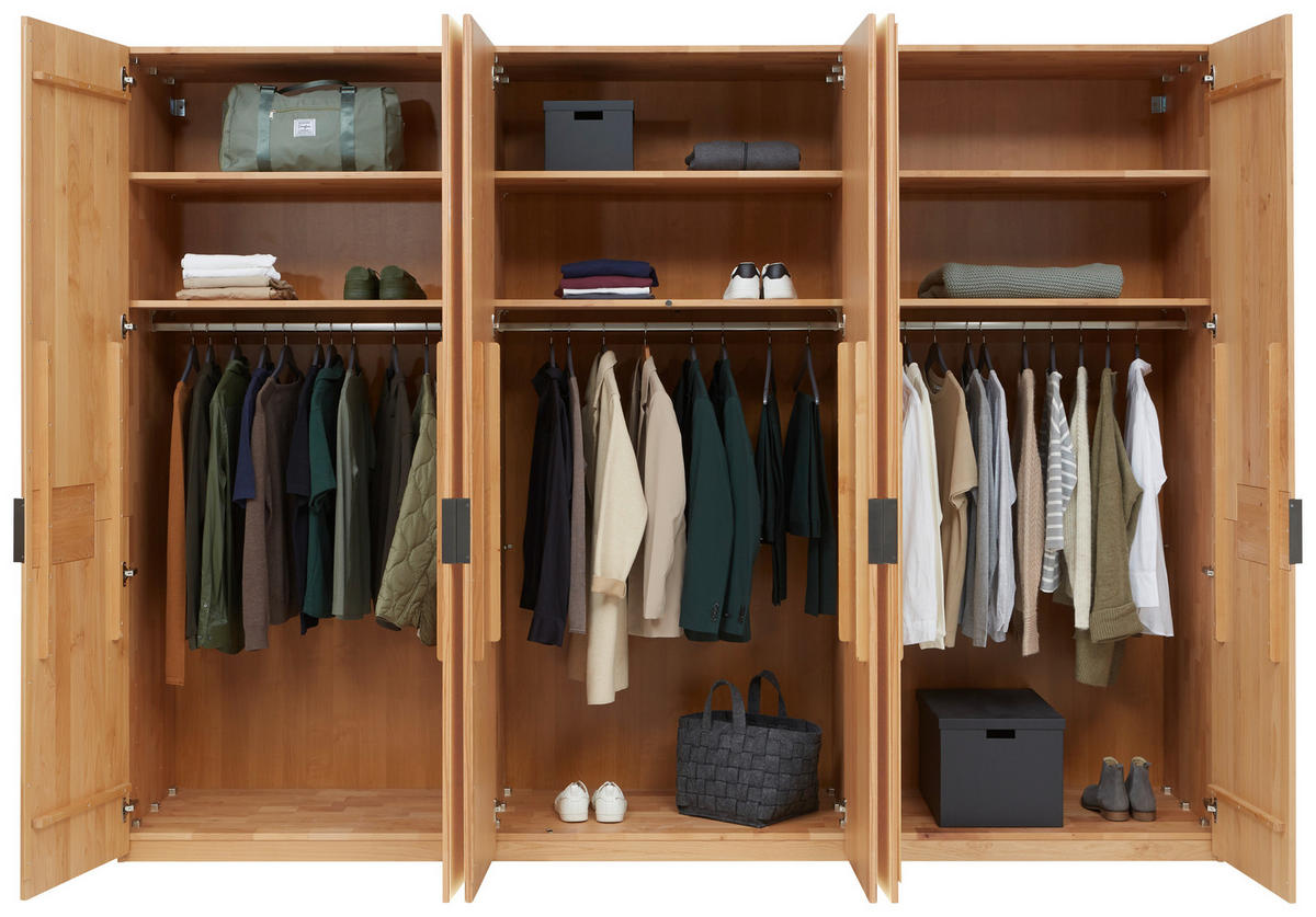 DREHTÜRENSCHRANK  in Erlefarben  - Erlefarben/Schwarz, Natur, Holz/Metall (301,9/223/62cm) - Valnatura