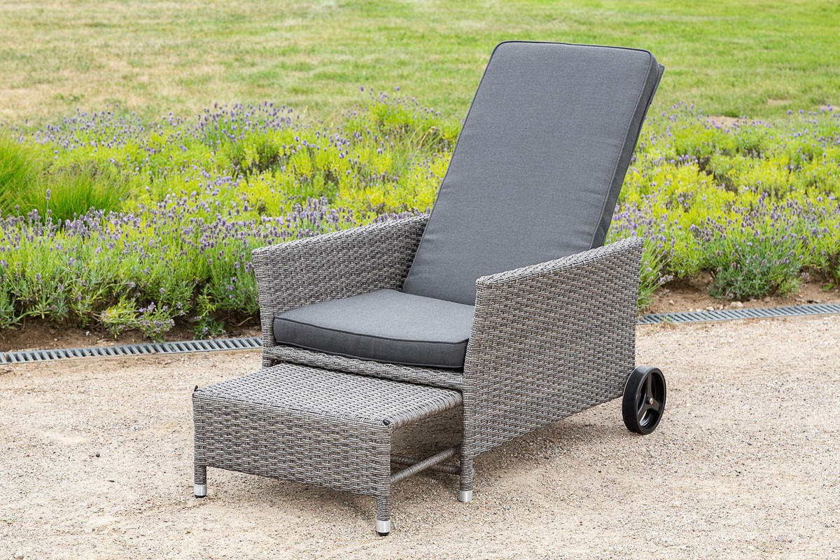 GARTENLIEGE 68/105/175 cm  - Dunkelgrau/Grau, KONVENTIONELL, Kunststoff/Textil (68/105/175cm) - Gardenson