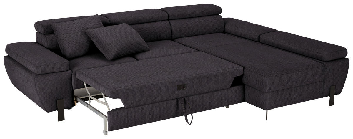 HÖRNSOFFA i vävt tyg svart  - svart, Modern, metall/trämaterial (277/90/189cm) - MID.YOU