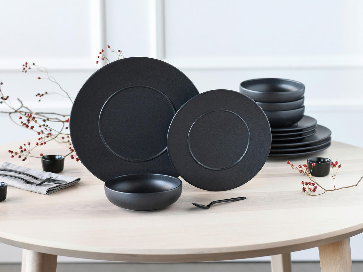 TAFELSERVICE Unico Schwarz 12-teilig  - Schwarz, Basics, Keramik - Creatable