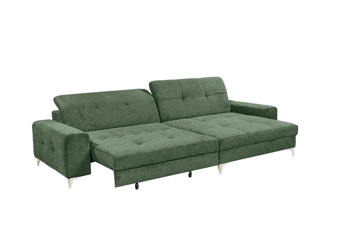 ECKSOFA Mikrovelours Dunkelgrün  - Kaschmir/Dunkelgrün, Design, Kunststoff/Textil (328/182cm) - MID.YOU