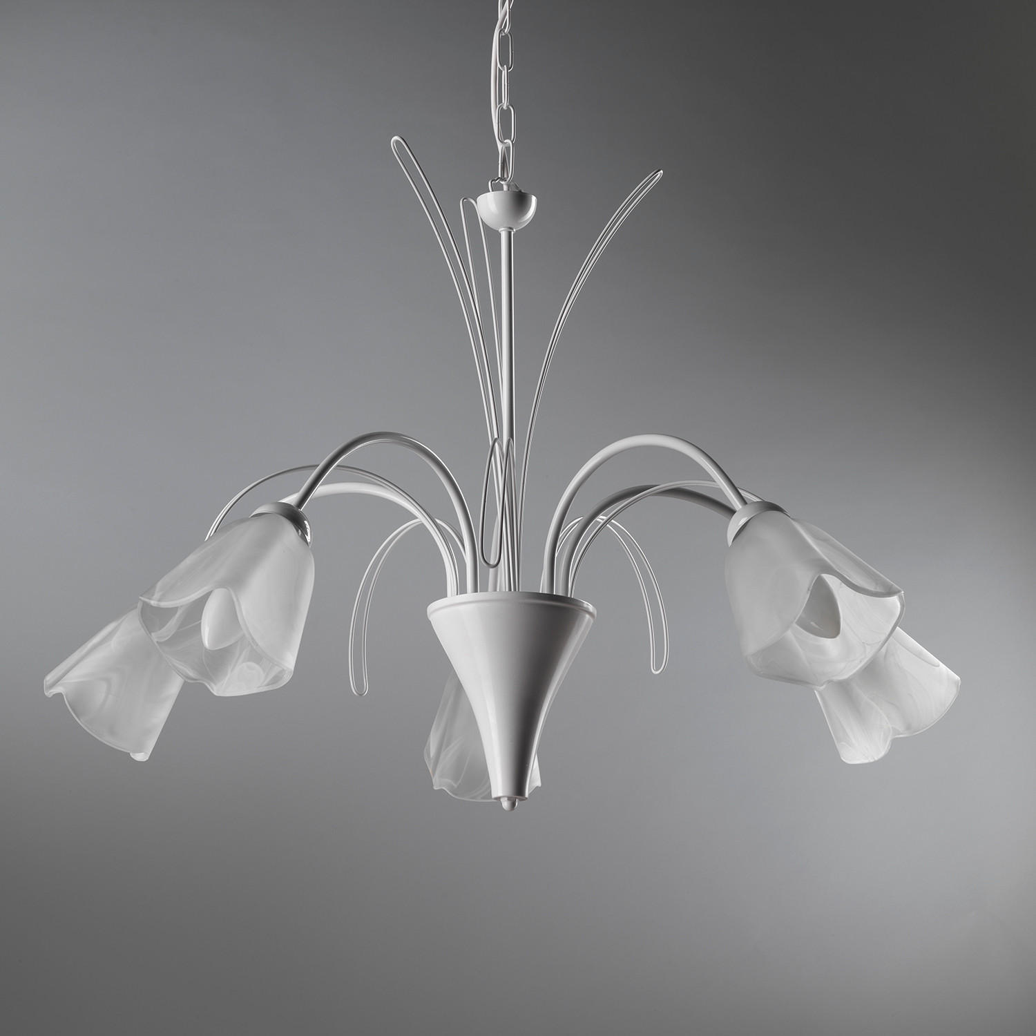 KRONLEUCHTER 70/100 cm   - Weiß, KONVENTIONELL, Glas/Metall (70/100cm)