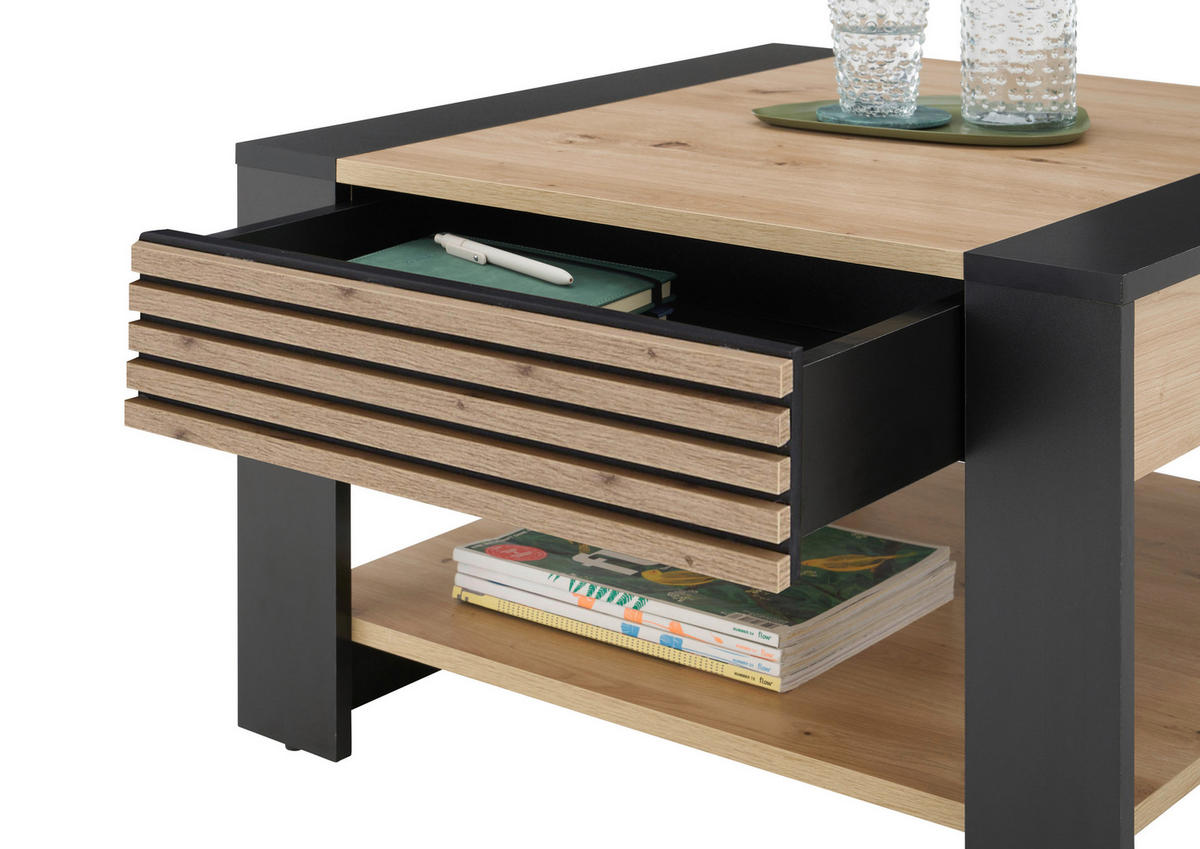 COUCHTISCH in Holzwerkstoff  - Schwarz/Eiche Artisan, Design, Holzwerkstoff (70/42/70cm) - Livetastic