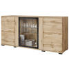 SIDEBOARD 150/69,7/39,5 cm  in Eiche Wotan  - Eiche Wotan/Schwarz, Design, Glas/Holzwerkstoff (150/69,7/39,5cm) - Livetastic