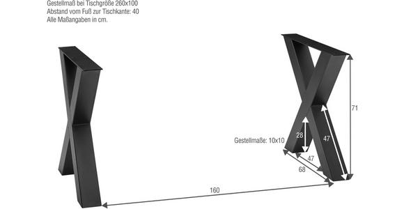ESSTISCH in Holz 260/100/75 cm  - Wildeiche/Schwarz, LIFESTYLE, Holz/Metall (260/100/75cm) - Linea Natura