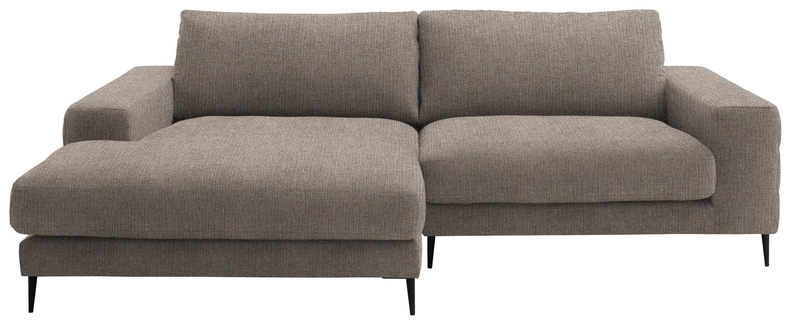 ECKSOFA in Flachgewebe Taupe  - Taupe/Schwarz, Design, Textil/Metall (177/253cm) - Dieter Knoll