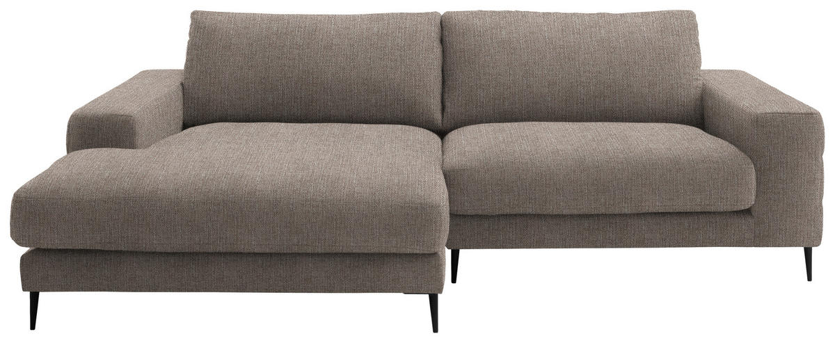 ECKSOFA in Flachgewebe Taupe  177/253 cm  - Taupe/Schwarz, Design, Textil/Metall (177/253cm) - Dieter Knoll