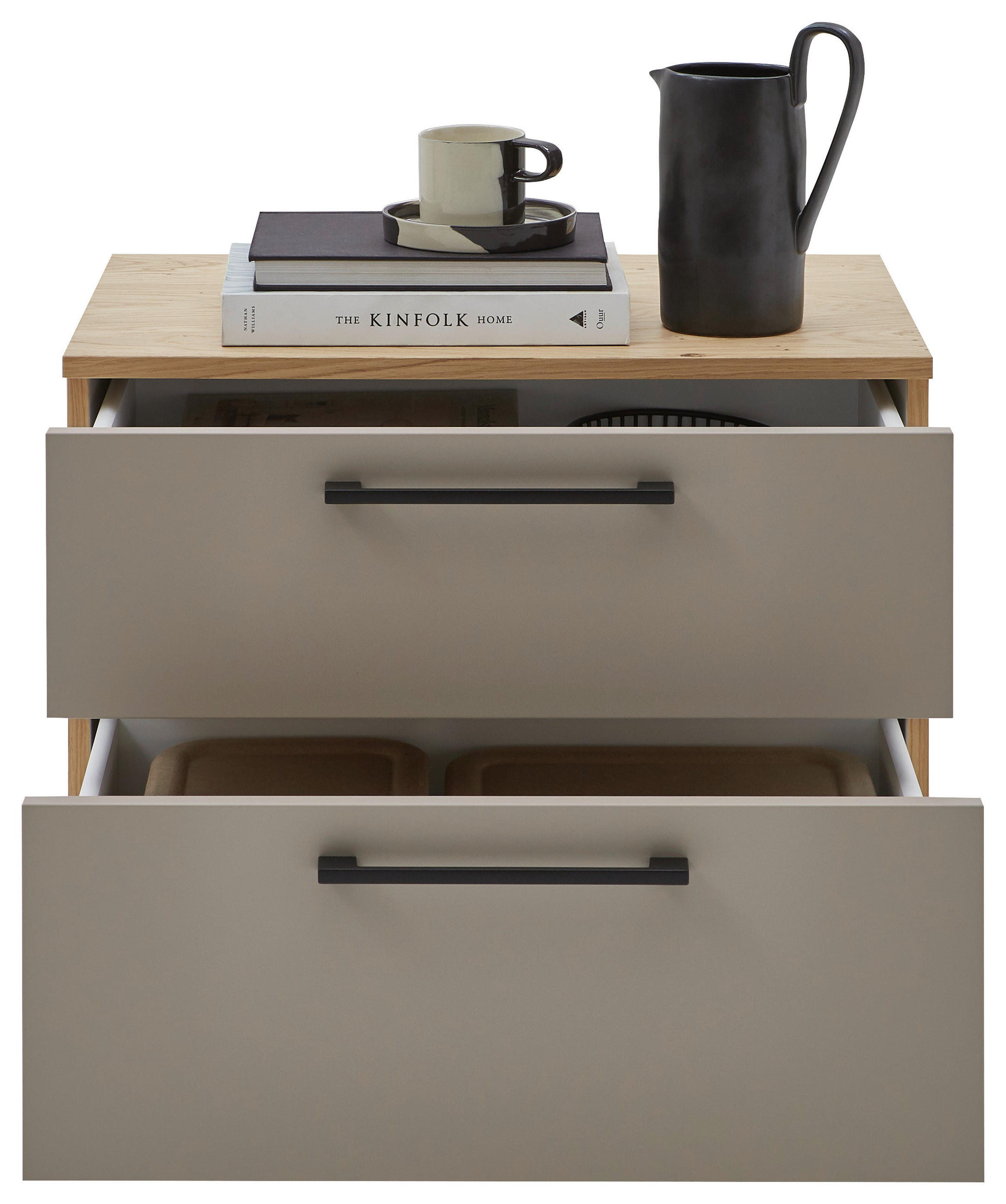 NACHTSCHRANK 60/48,6/46 cm furniert  - Taupe/Eichefarben, Design, Holzwerkstoff (60/48,6/46cm) - Dieter Knoll