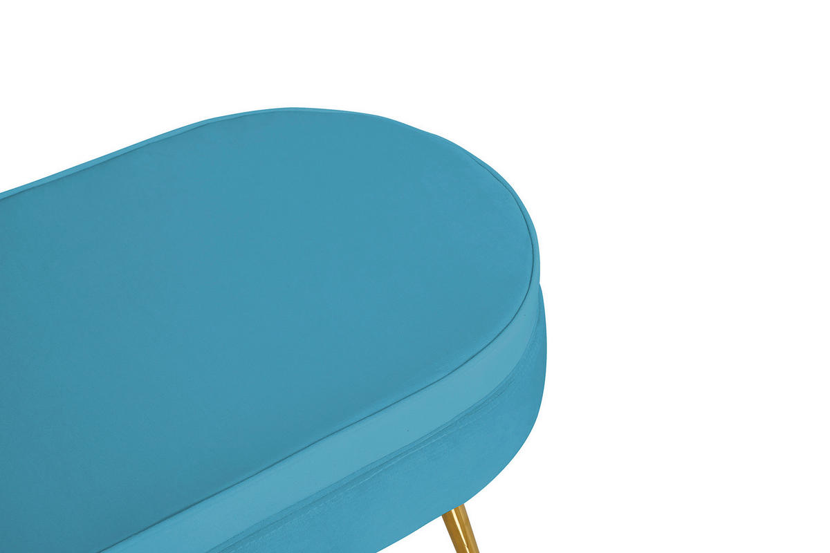 HOCKER Samt Blau  - Blau/Goldfarben, MODERN, Textil/Metall (99/40/44cm) - Livetastic