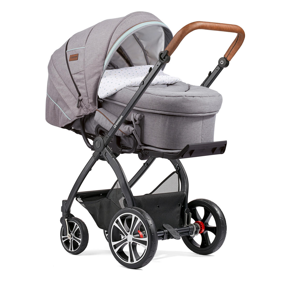 KINDERWAGENSET  F4 Air+   - Hellgrau/Schwarz, Basics, Textil/Metall (57/129/100cm) - Gesslein