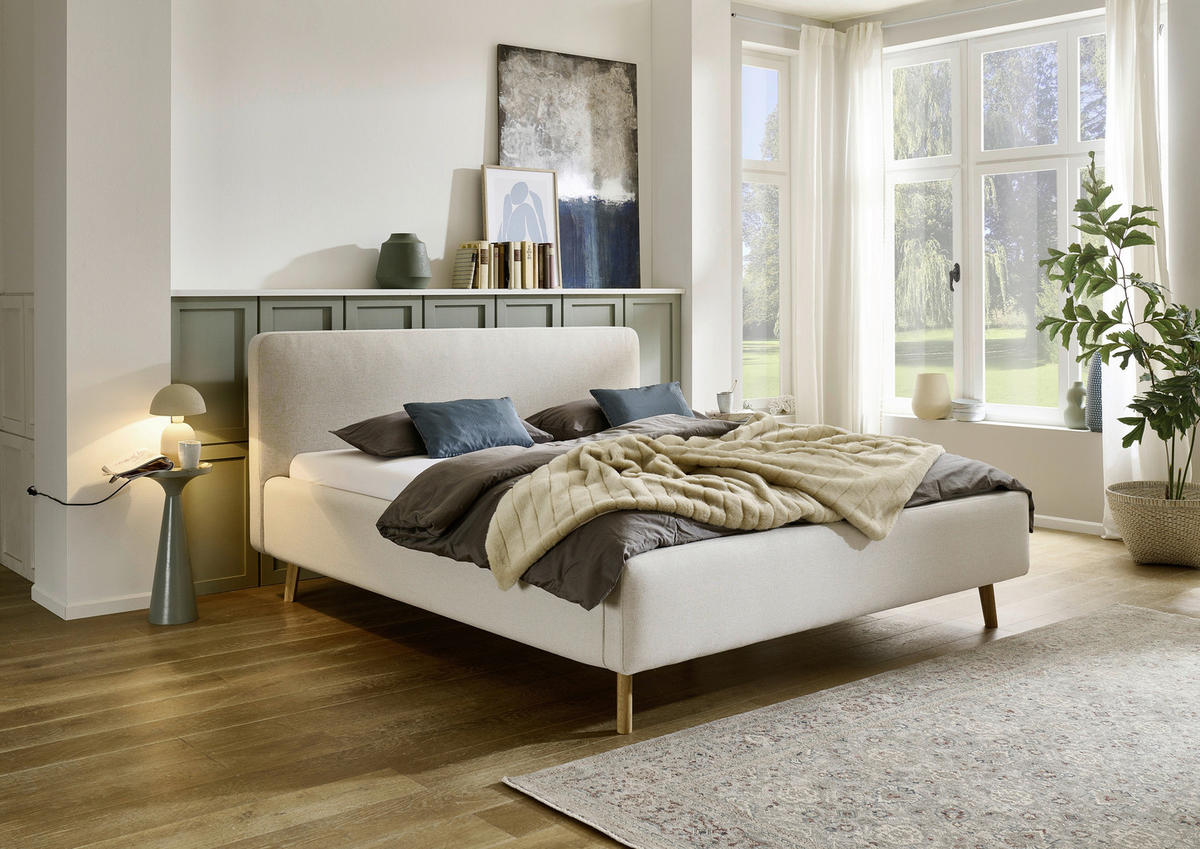 POLSTERBETT 160/200 cm  in Beige  - Eichefarben/Beige, Design, Holz/Textil (160/200cm) - Xora